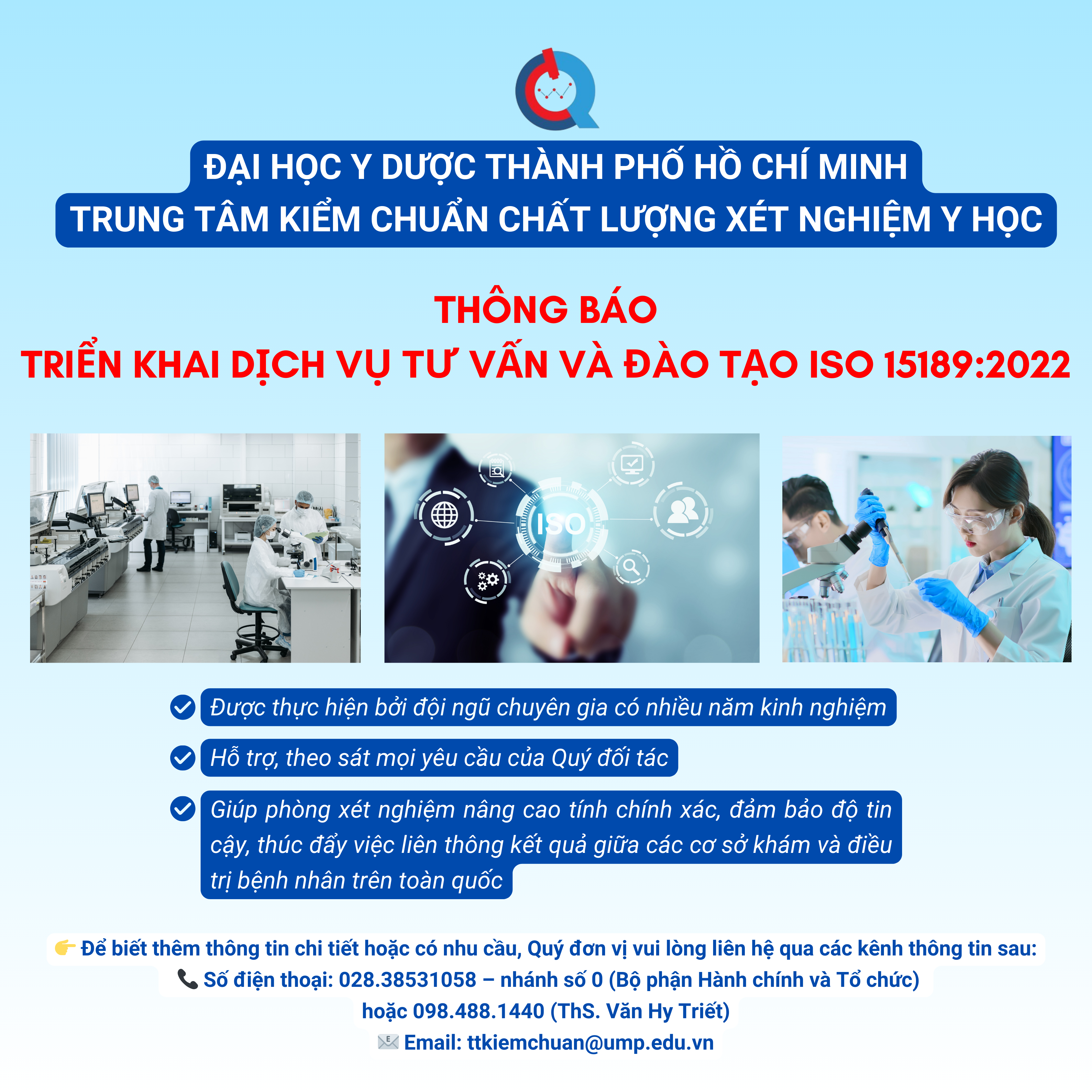 Triển khai dịch vụ tư vấn và đào tạo Tiêu chuẩn ISO 15189:2022