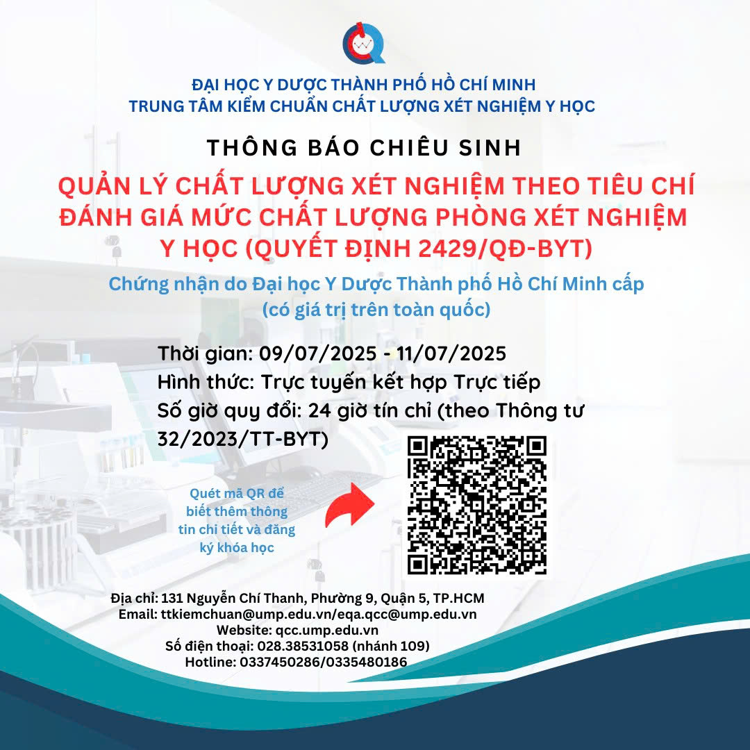 TBCS “QLCL xét nghiệm theo Tiêu chí đánh giá mức chất lượng PXN y học – Quyết định 2429/QĐ-BYT” – Tháng 7.2025