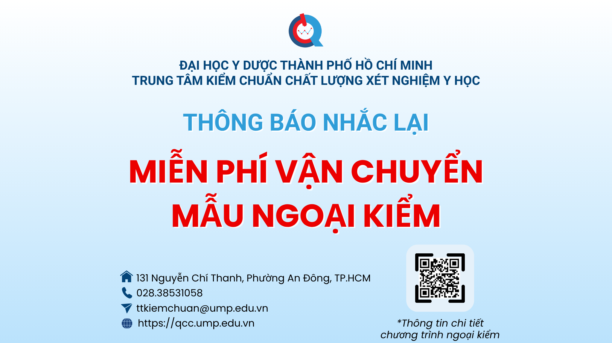 THÔNG BÁO “Nhắc lại về việc miễn phí vận chuyển mẫu ngoại kiểm của Trung tâm”